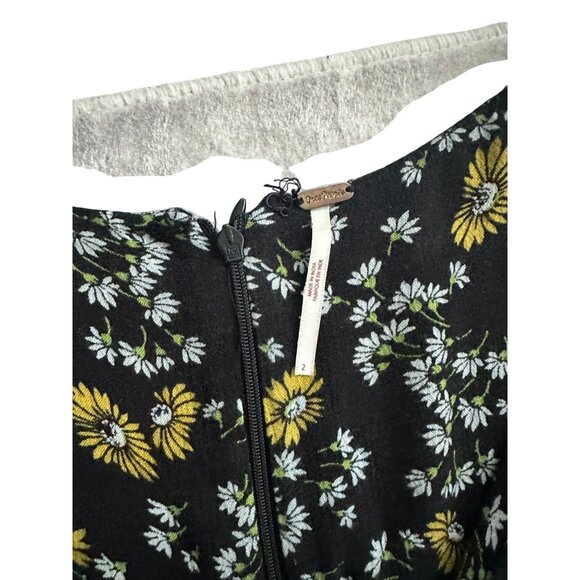 FREE PEOPLE Floral Black Yellow Cutout Romper Size 2 - Picture 4 of 8